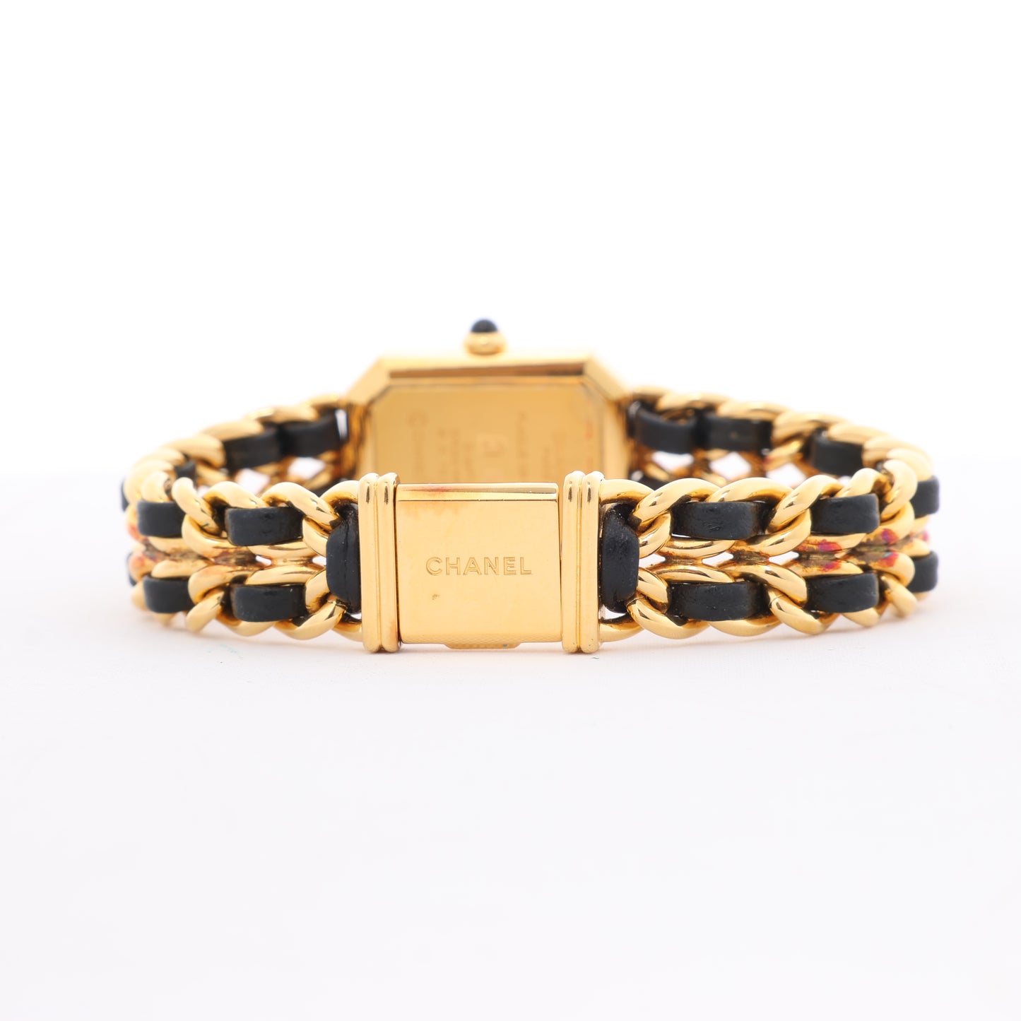 Chanel Premiere L H0001 MN16207 GP & Leather QZ Black Dial Watch