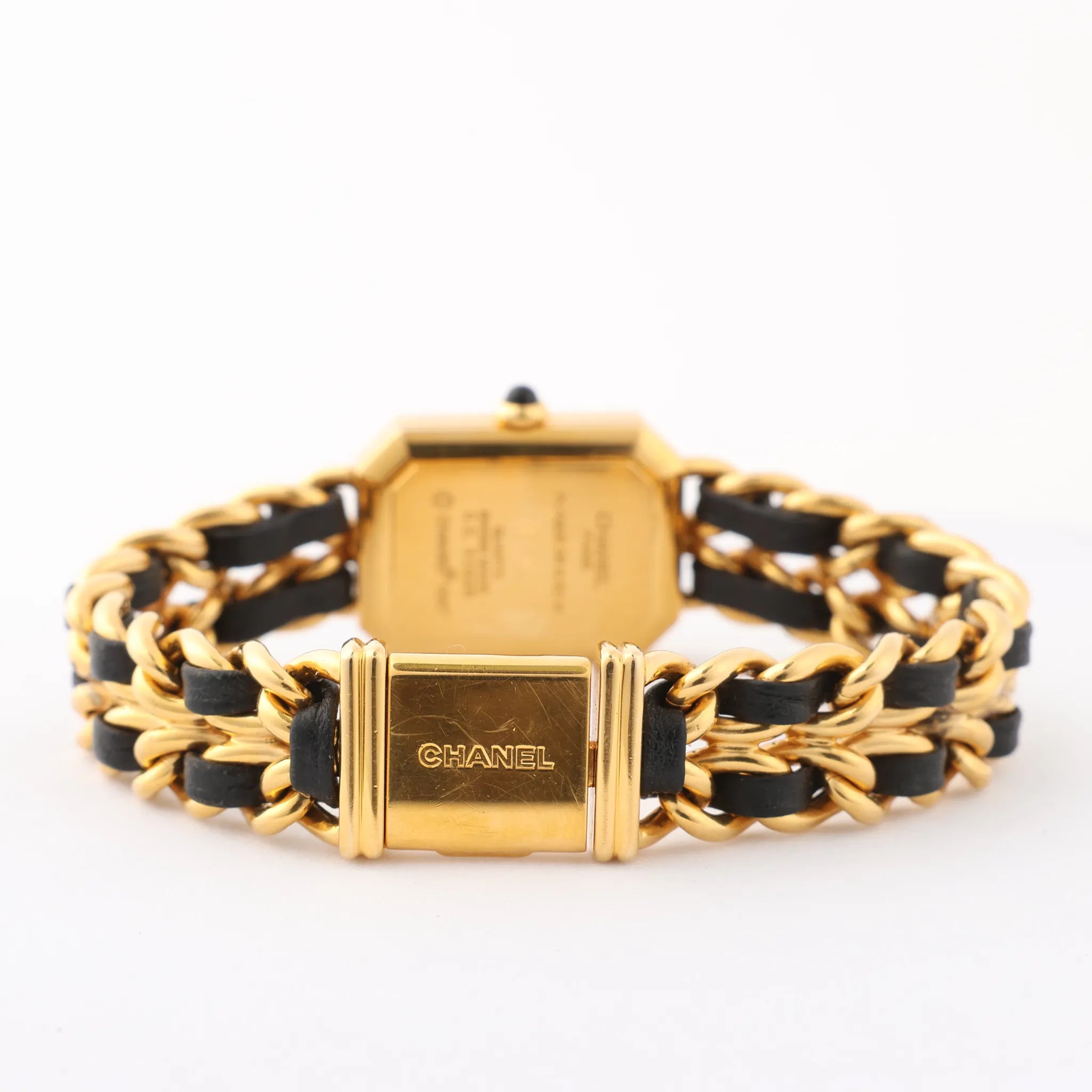 Chanel Premiere L H6951 Q.E.32638 GP & Leather QZ Watch with Black Dial