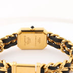 Chanel Premiere L H6951 Q.E.32638 GP & Leather QZ Watch with Black Dial