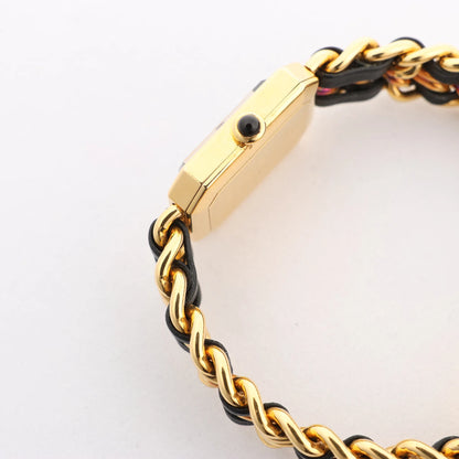 Chanel Premiere M H6951 X.D.39313 GP & Leather QZ Watch with Black Dial