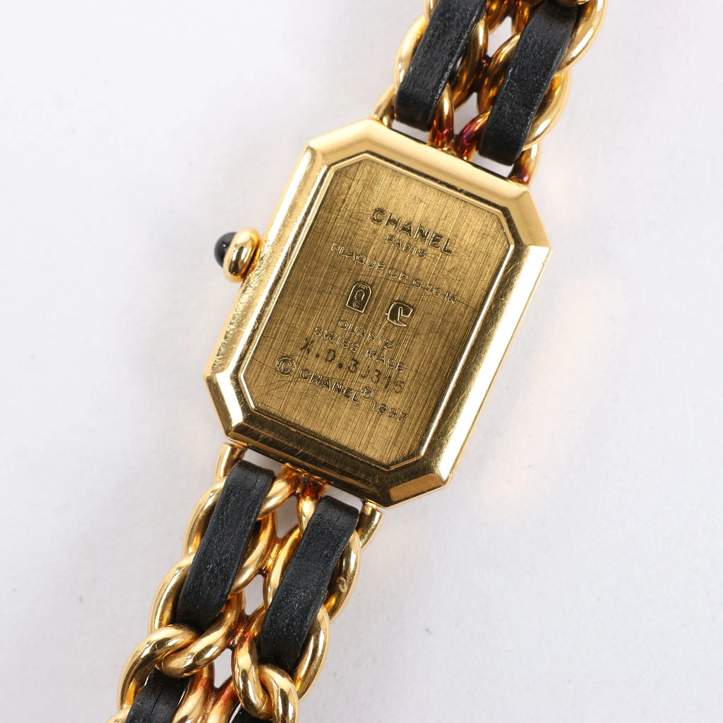 Chanel Premiere M H6951 X.D.39313 GP & Leather QZ Watch with Black Dial