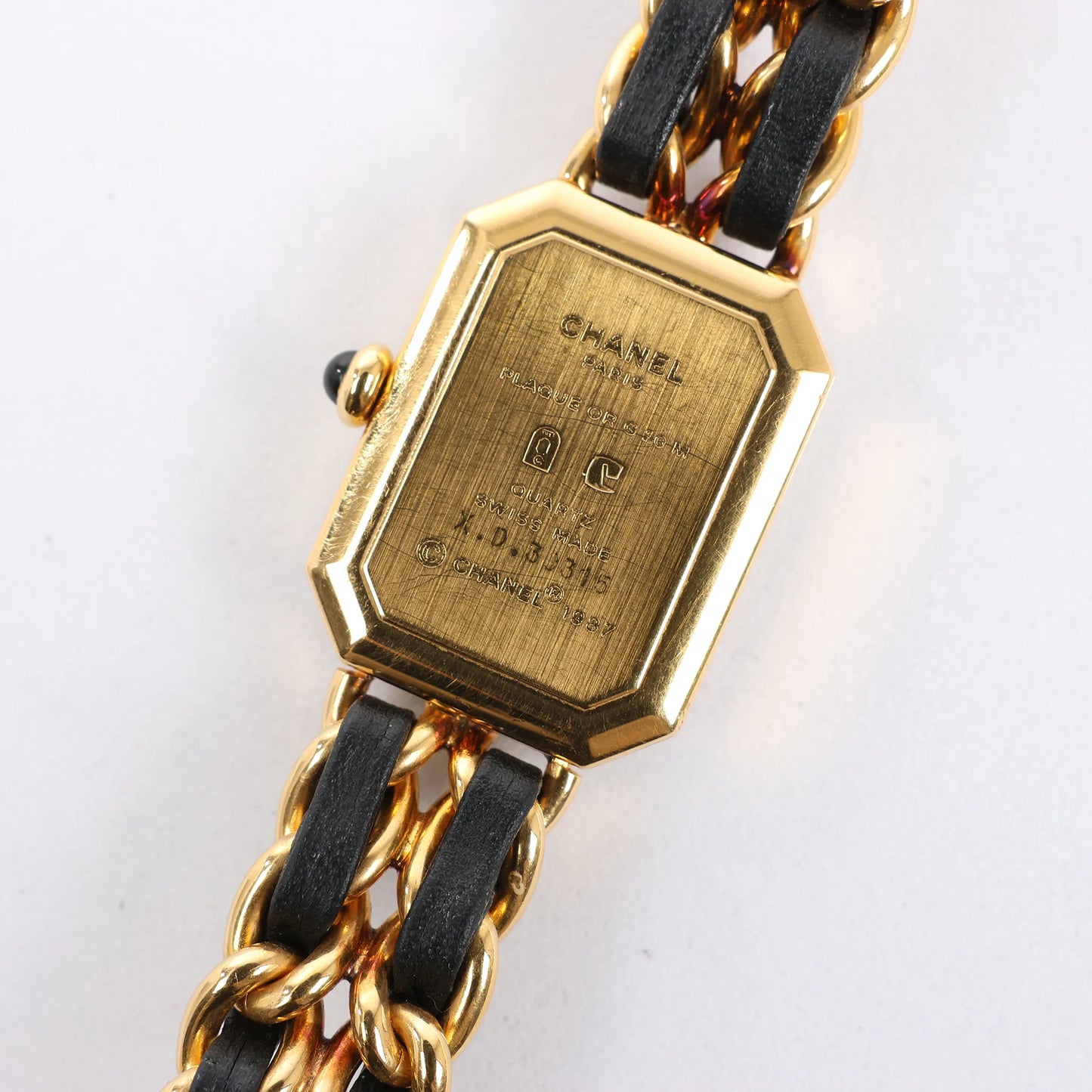 Chanel Premiere M H6951 X.D.39313 GP & Leather QZ Watch with Black Dial