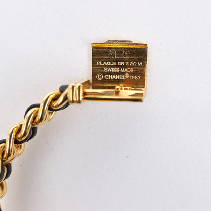 Chanel Premiere M H6951 X.D.39313 GP & Leather QZ Watch with Black Dial