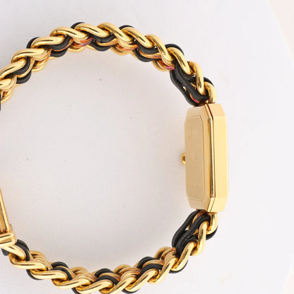 Chanel Premiere M H6951 X.D.39313 GP & Leather QZ Watch with Black Dial