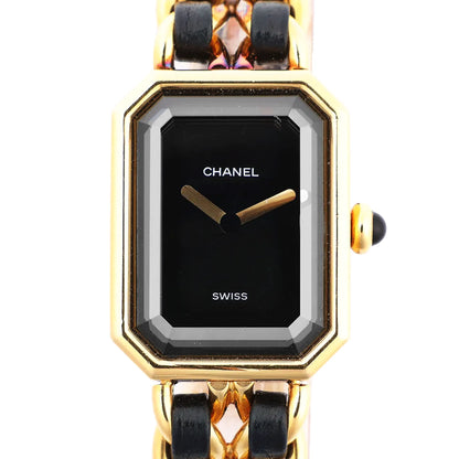 Chanel Premiere M H6951 X.D.39313 GP & Leather QZ Watch with Black Dial
