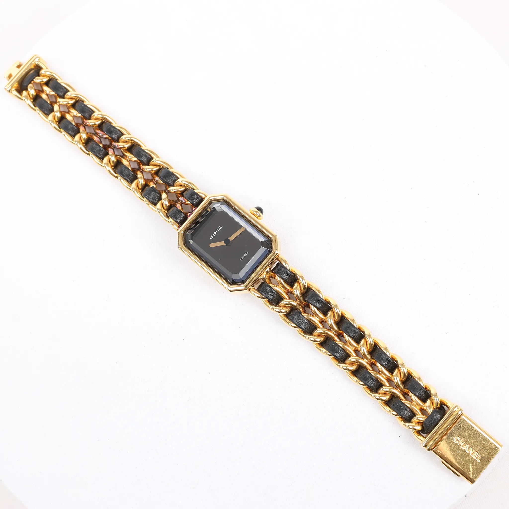 Chanel Premiere M H6951 X.D.39313 GP & Leather QZ Watch with Black Dial