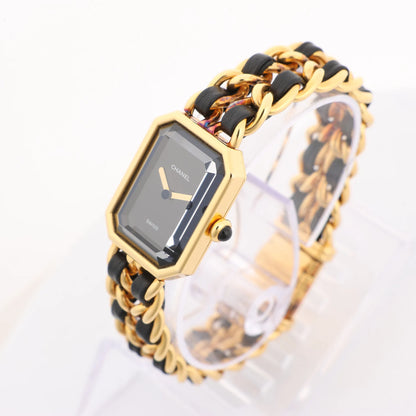 Chanel Premiere M H6951 X.D.39313 GP & Leather QZ Watch with Black Dial