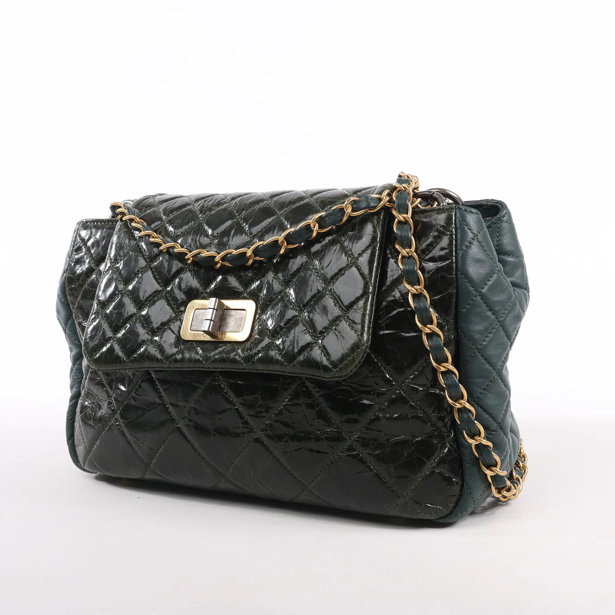 Chanel Reissue Accordion Quilted Leather Mix Shoulder Bag in Green