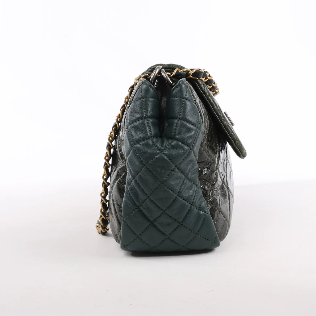 Chanel Reissue Accordion Quilted Leather Mix Shoulder Bag in Green