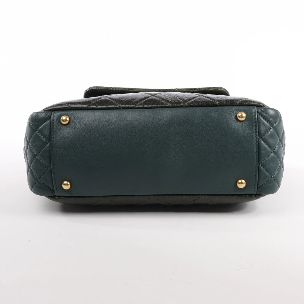 Chanel Reissue Accordion Quilted Leather Mix Shoulder Bag in Green