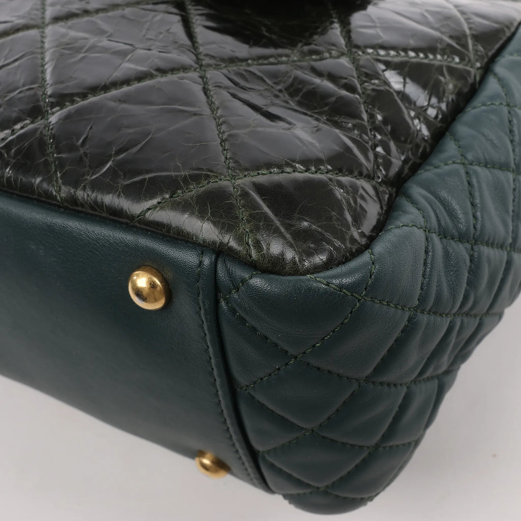 Chanel Reissue Accordion Quilted Leather Mix Shoulder Bag in Green