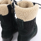 Chanel Sports Suede Leather Shearling Boots in Black G26245, Size 35.5 EU