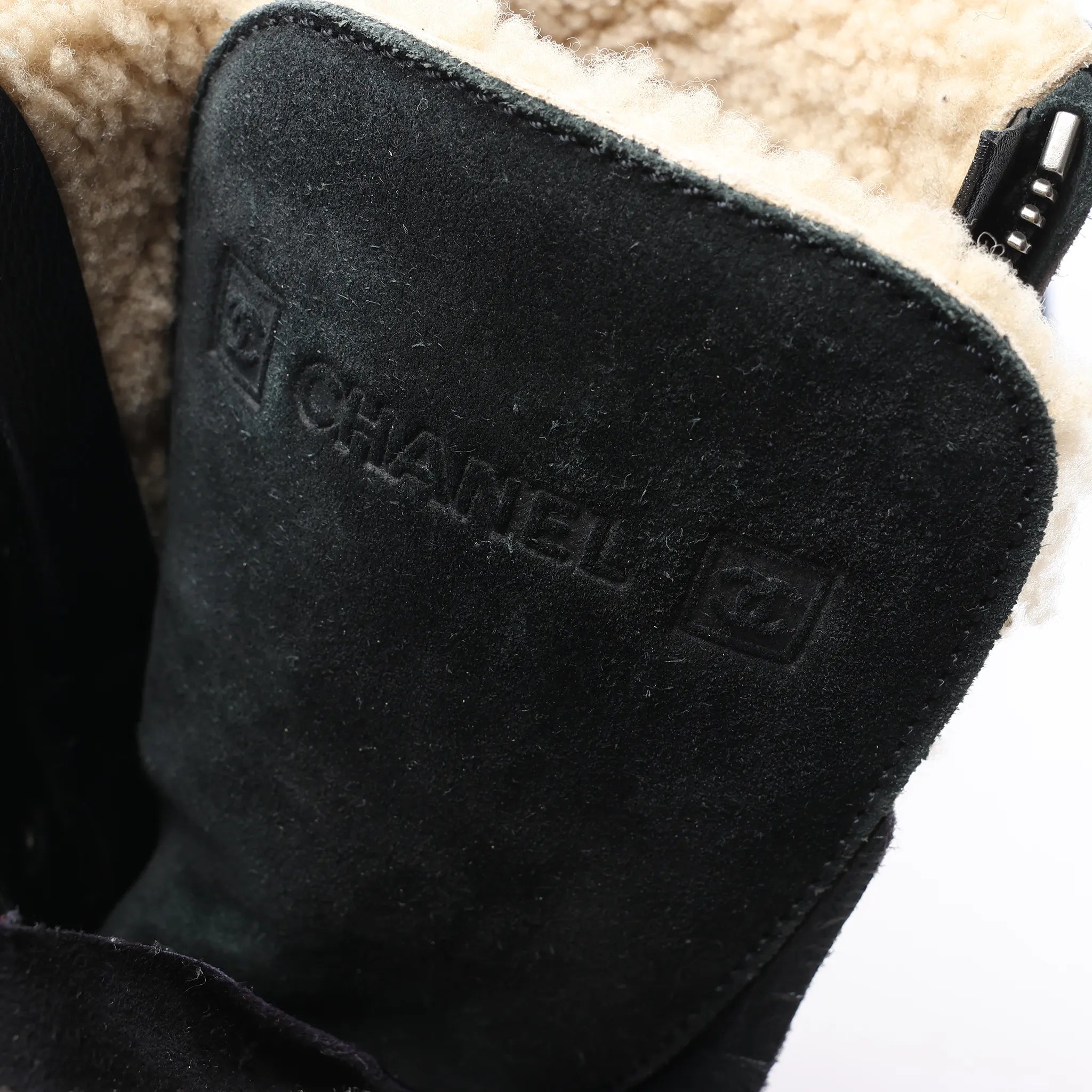 Chanel Sports Suede Leather Shearling Boots in Black G26245, Size 35.5 EU