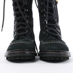 Chanel Sports Suede Leather Shearling Boots in Black G26245, Size 35.5 EU
