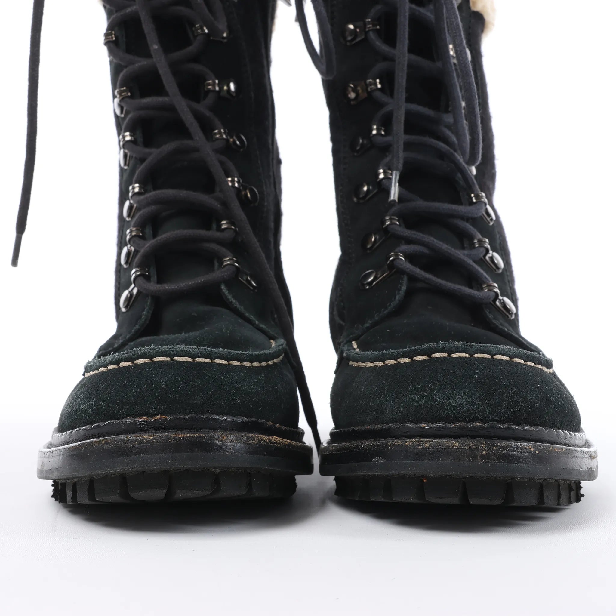 Chanel Sports Suede Leather Shearling Boots in Black G26245, Size 35.5 EU