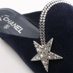 Chanel Star Rhinestone Suede x Fabric Mule in Navy x Black G35835, Size 41 EU