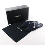 Chanel Star Rhinestone Suede x Fabric Mule in Navy x Black G35835, Size 41 EU