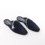 Chanel Star Rhinestone Suede x Fabric Mule in Navy x Black G35835, Size 41 EU