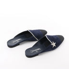 Chanel Star Rhinestone Suede x Fabric Mule in Navy x Black G35835, Size 41 EU