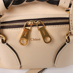 Bolso Chloé Woody Small de lona y piel bicolor en beige y azul