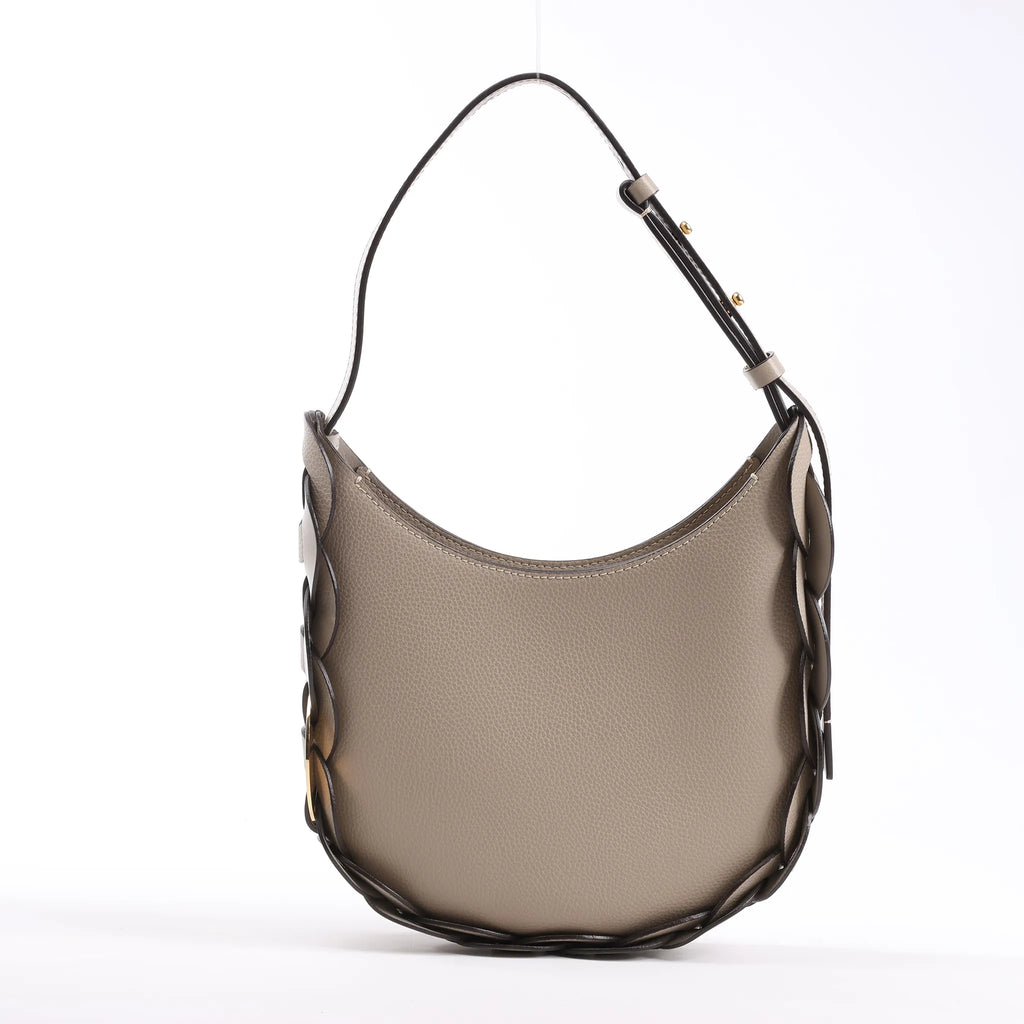 Chloe Darryl Leather Shoulder Bag in Taupe