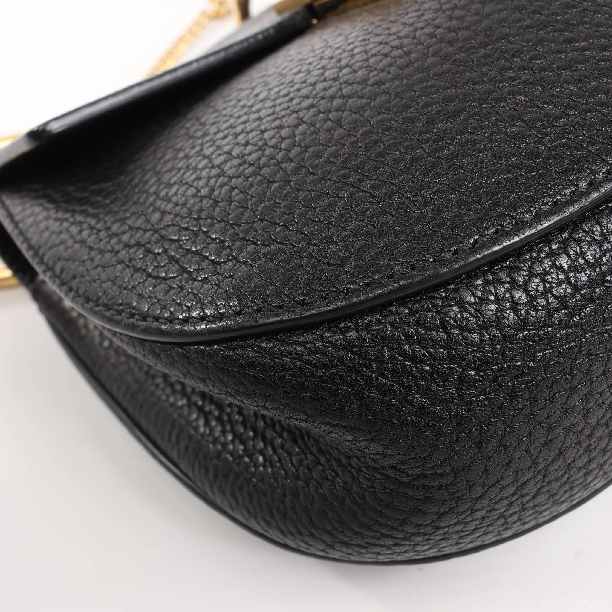Chloe Drew Leather Chain Crossbody Bag in Black