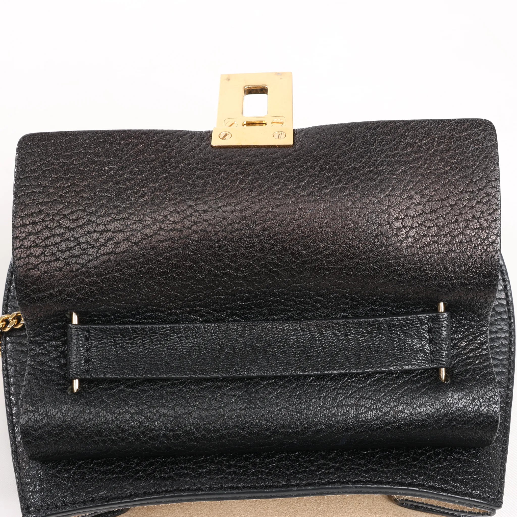 Chloe Drew Leather Chain Crossbody Bag in Black