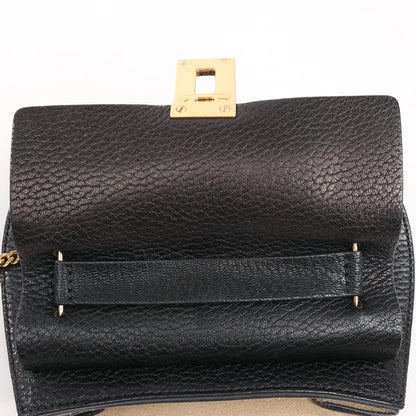 CHLOE Drew Leather Chain Shoulder Bag in Black
