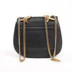 Chloe Drew Leather Chain Crossbody Bag in Black