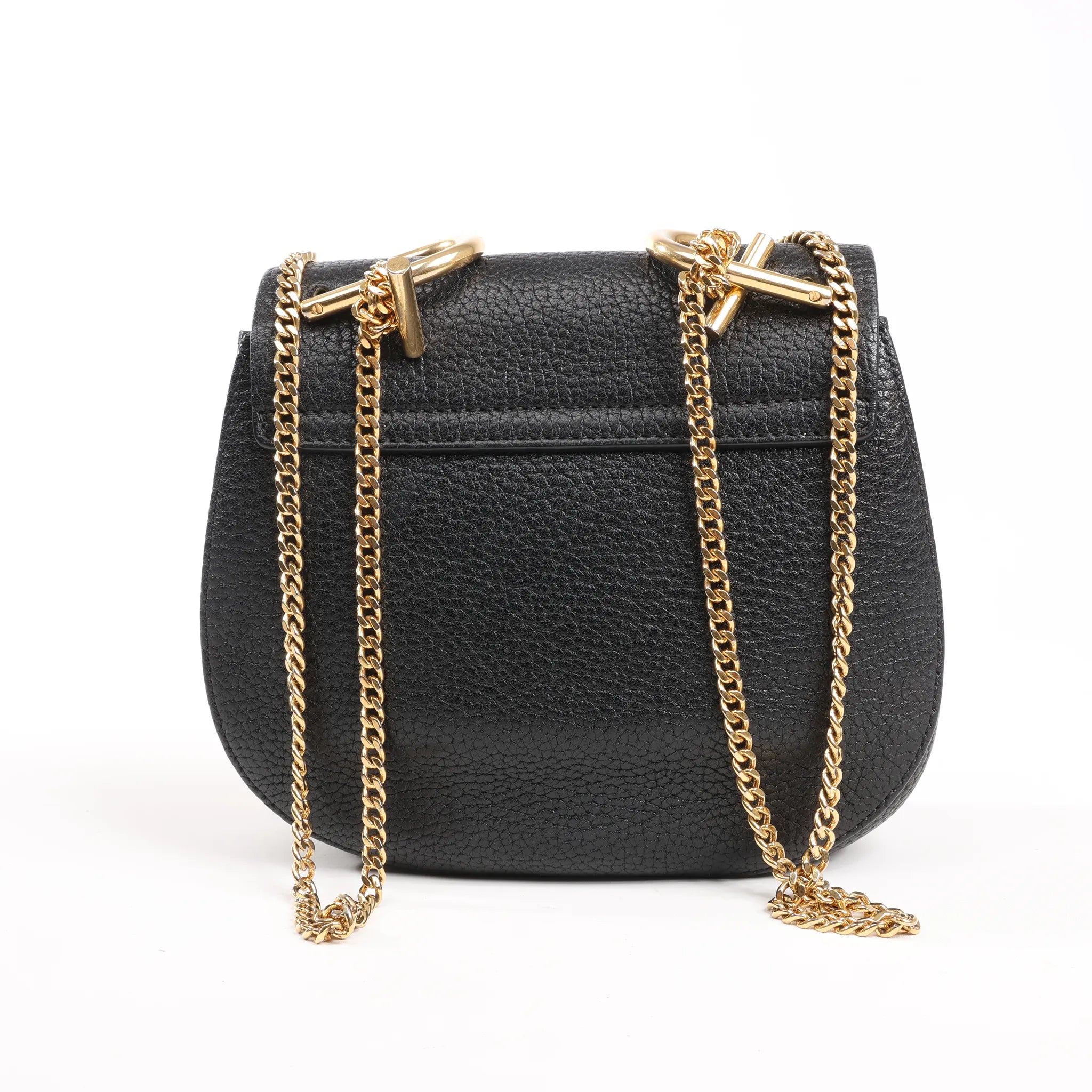 Chloe Drew Leather Chain Crossbody Bag in Black