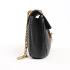 Chloe Drew Leather Chain Crossbody Bag in Black