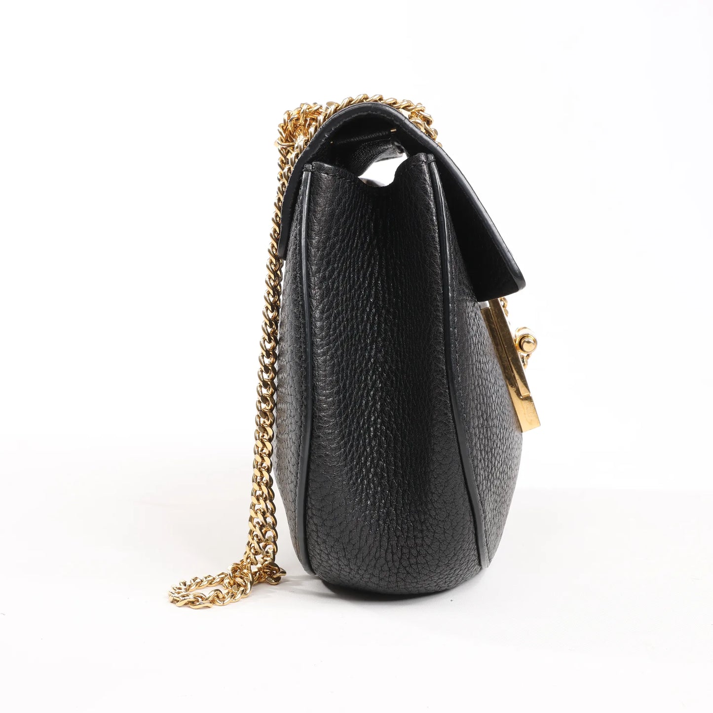 CHLOE Drew Leather Chain Shoulder Bag in Black