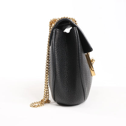 CHLOE Drew Leather Chain Shoulder Bag in Black