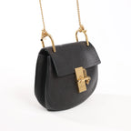 Chloe Drew Leather Chain Crossbody Bag in Black