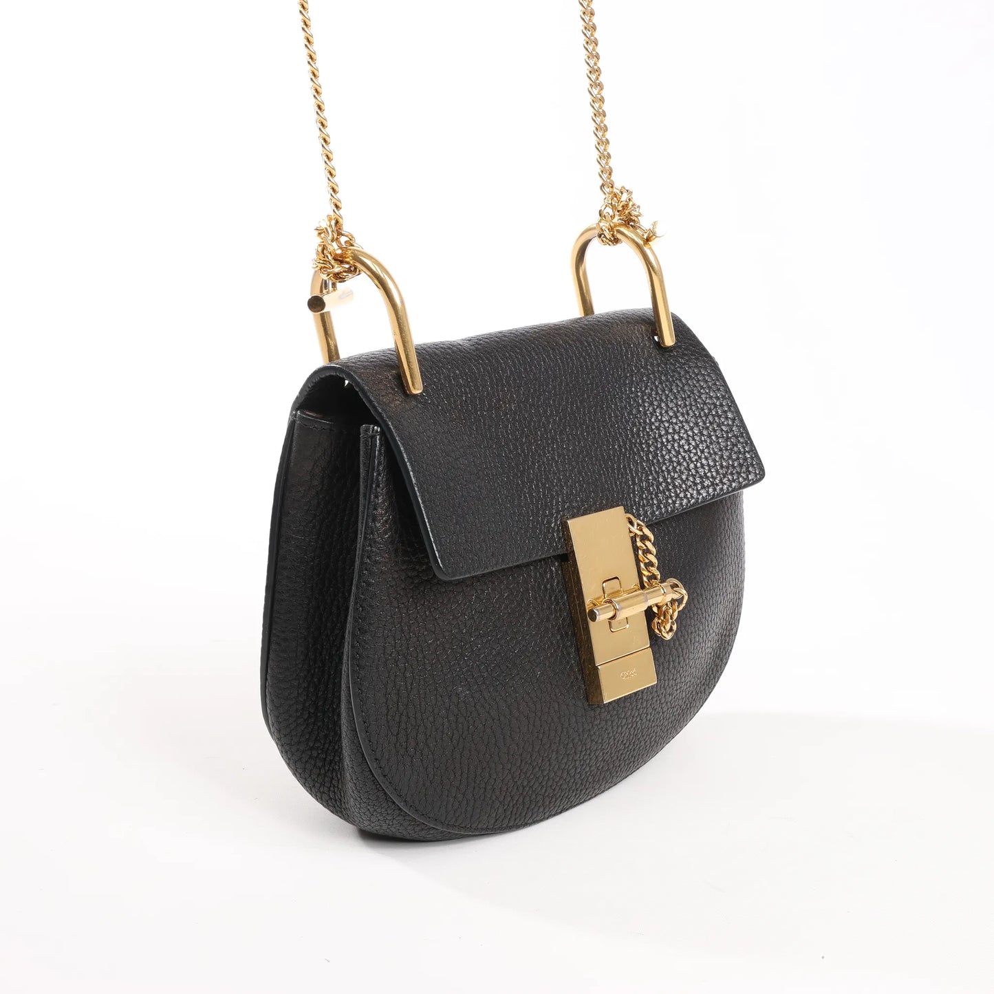 CHLOE Drew Leather Chain Shoulder Bag in Black