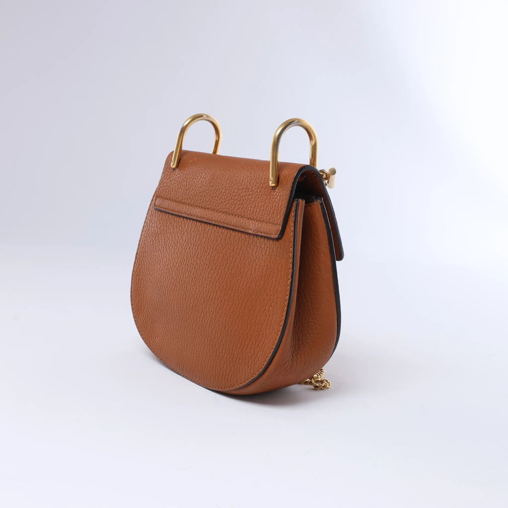 Chloe Drew Leather Chain Crossbody Bag in Brown