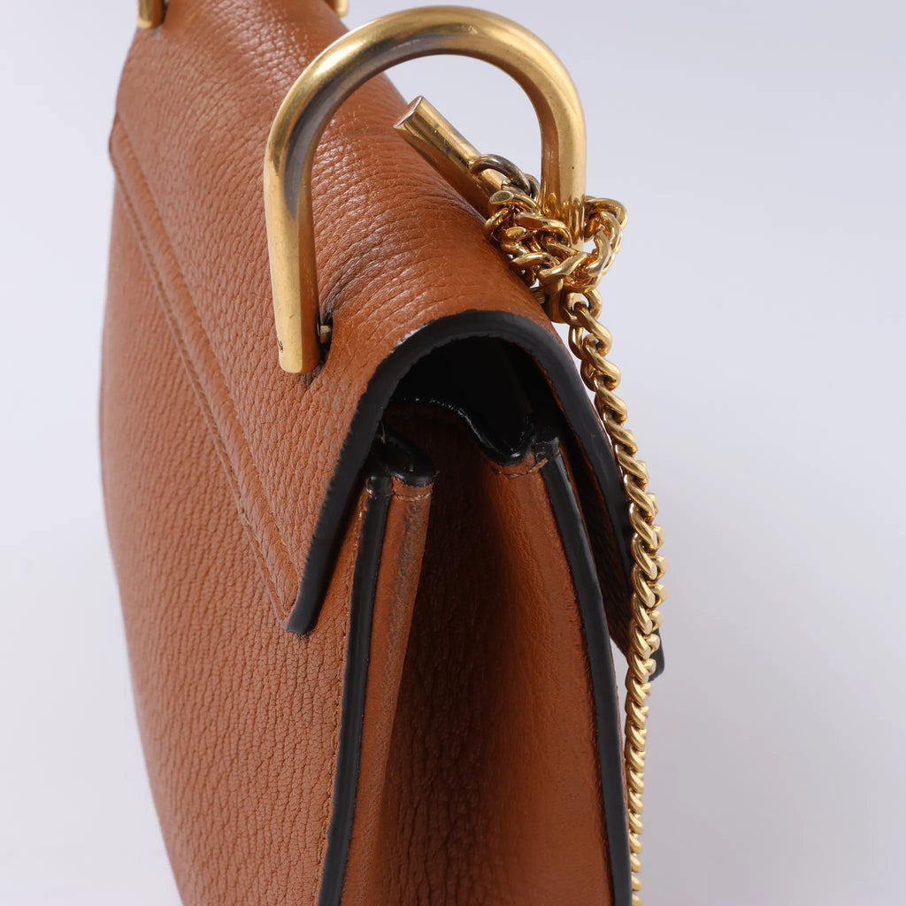 Chloe Drew Leather Chain Crossbody Bag in Brown