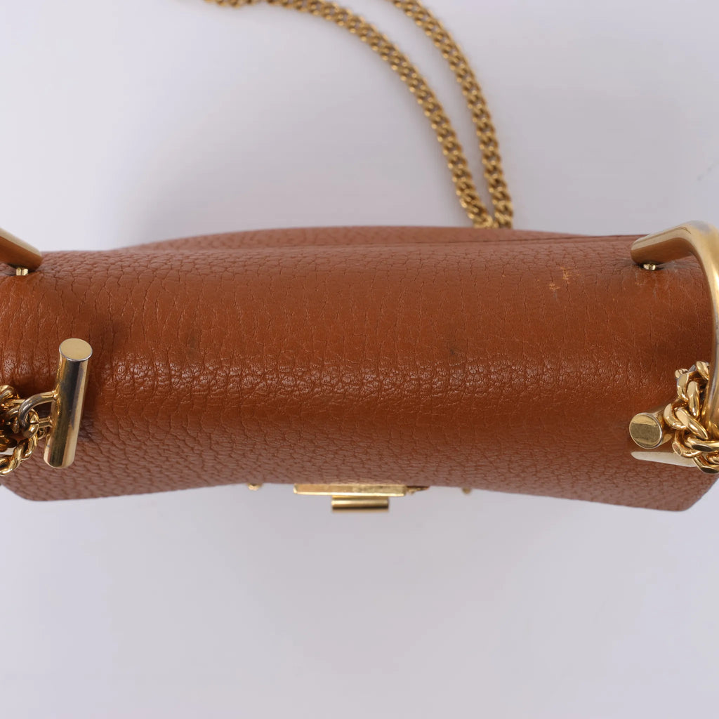 Chloe Drew Leather Chain Crossbody Bag in Brown