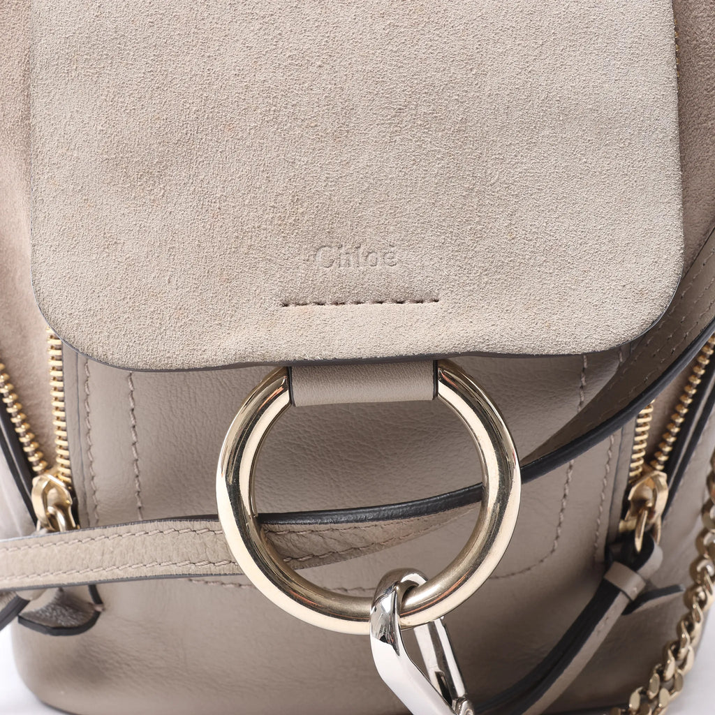 Chloe Faye Leather x Suede Backpack in Beige