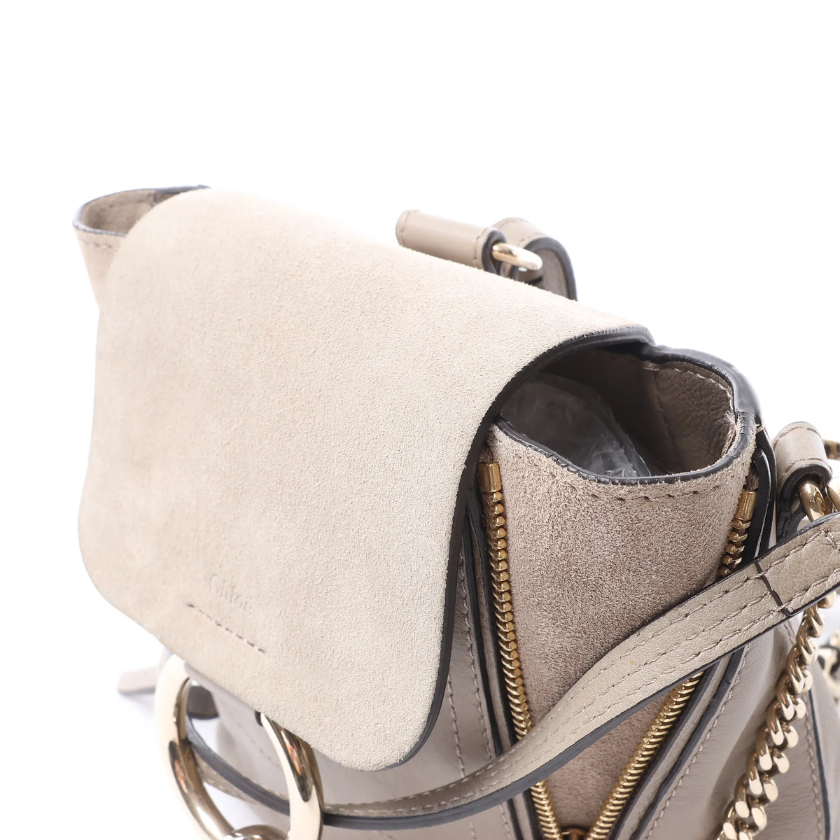Chloe Faye Leather x Suede Backpack in Beige