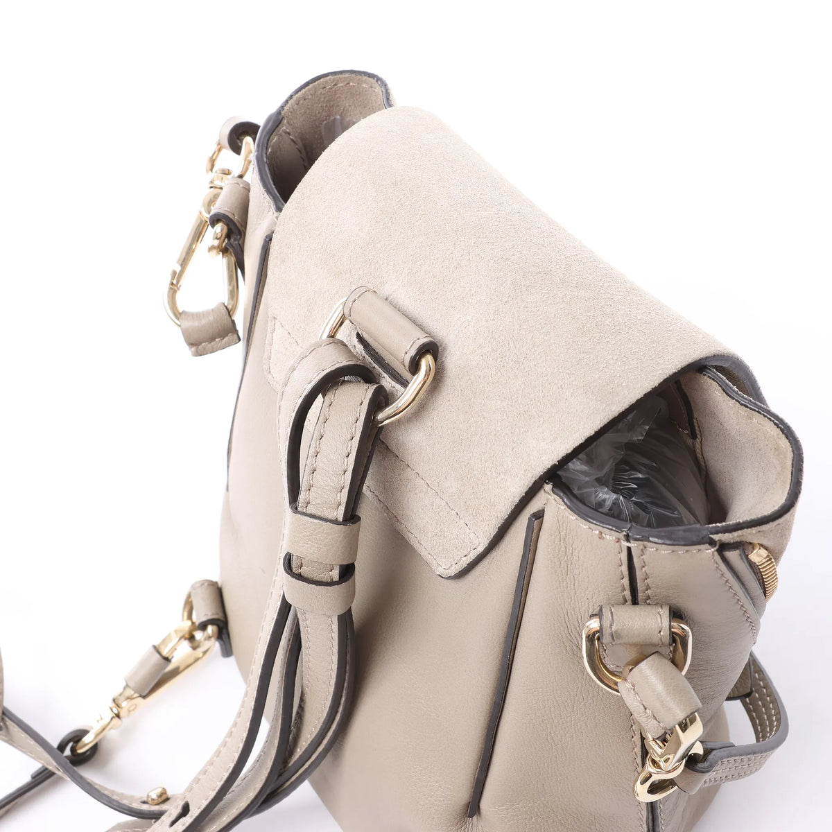 Chloe Faye Leather x Suede Backpack in Beige