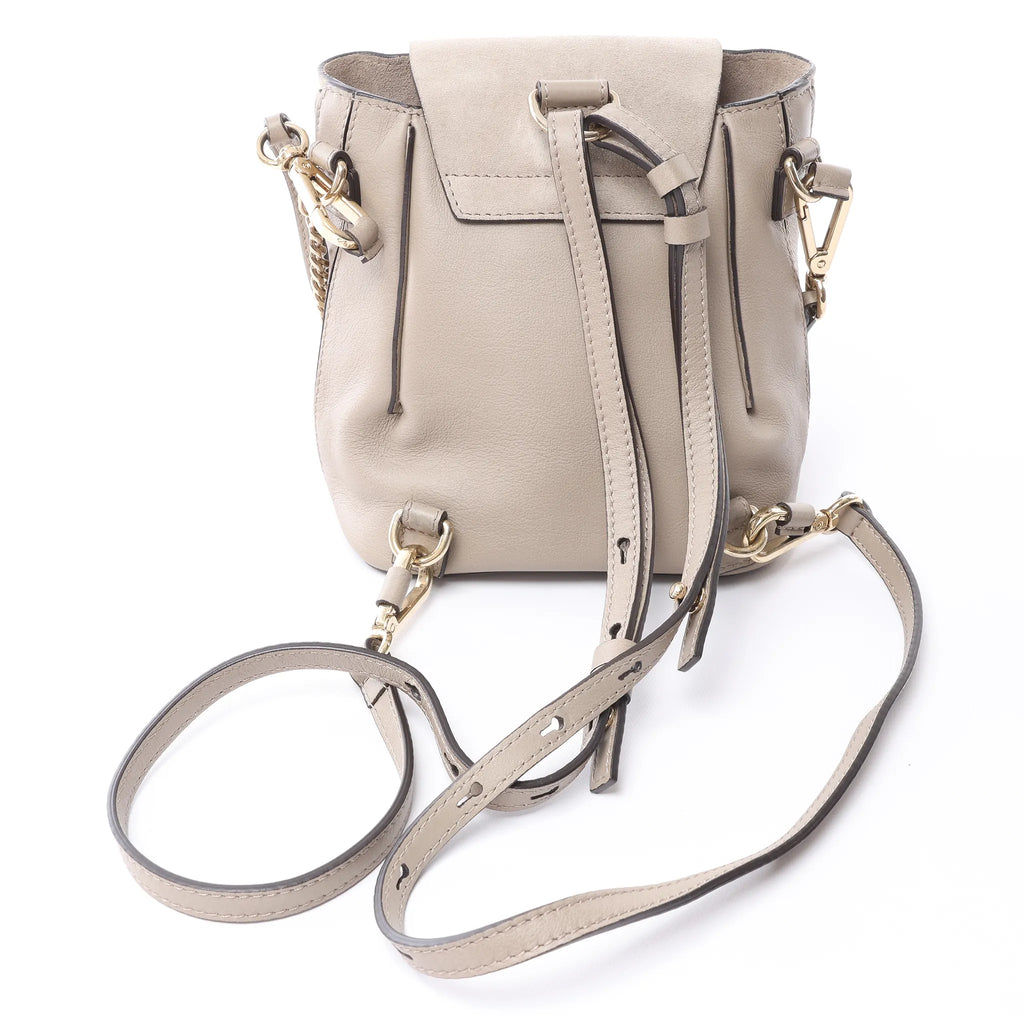 Chloe Faye Leather x Suede Backpack in Beige