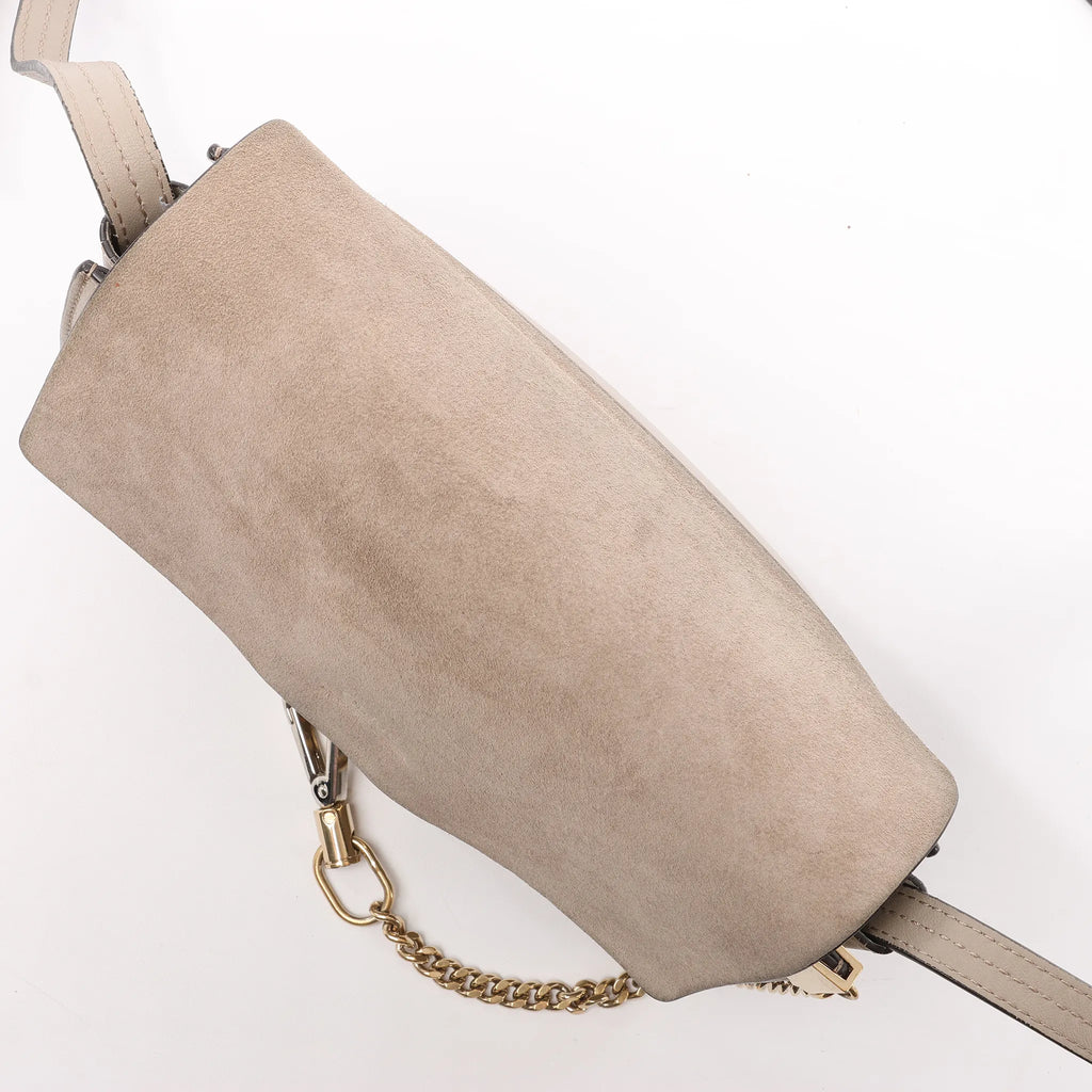 Chloe Faye Suede x Leather Crossbody bag in Beige
