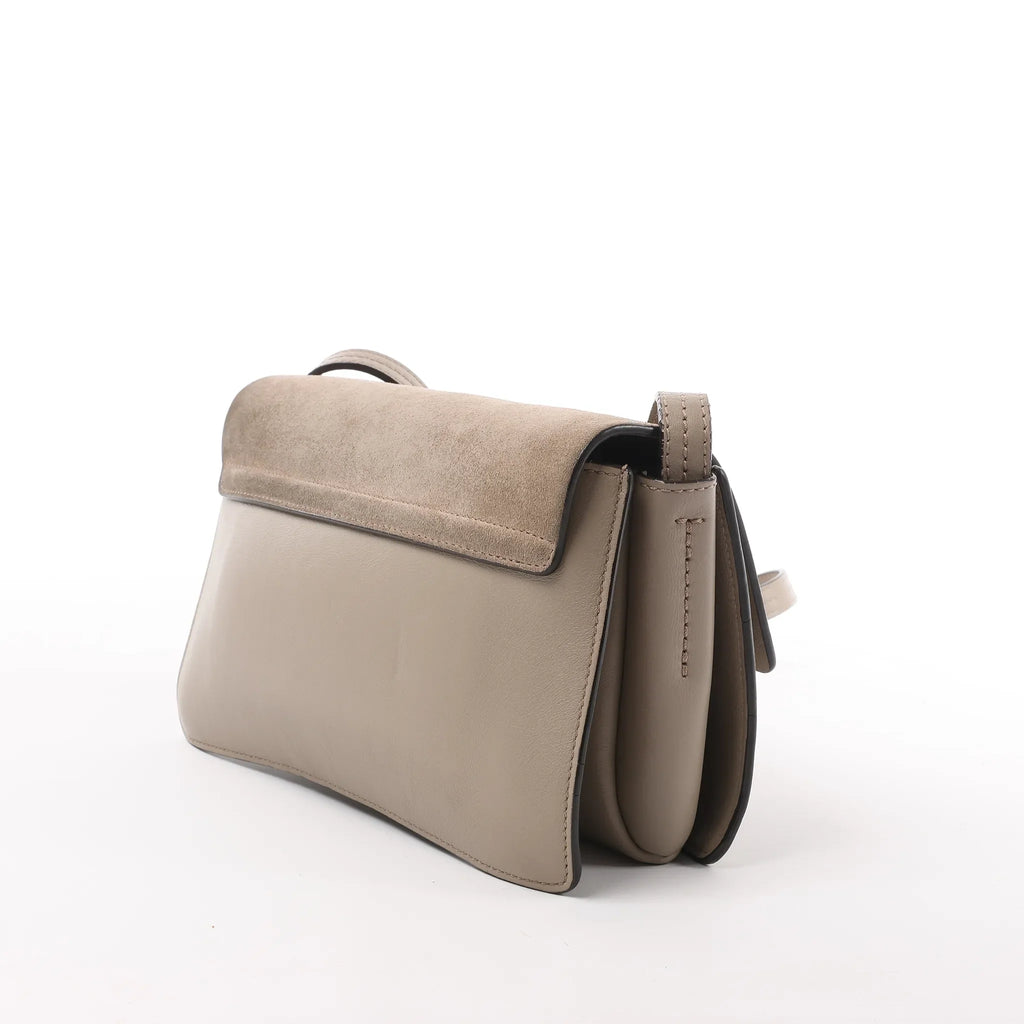 Chloe Faye Suede x Leather Crossbody bag in Beige