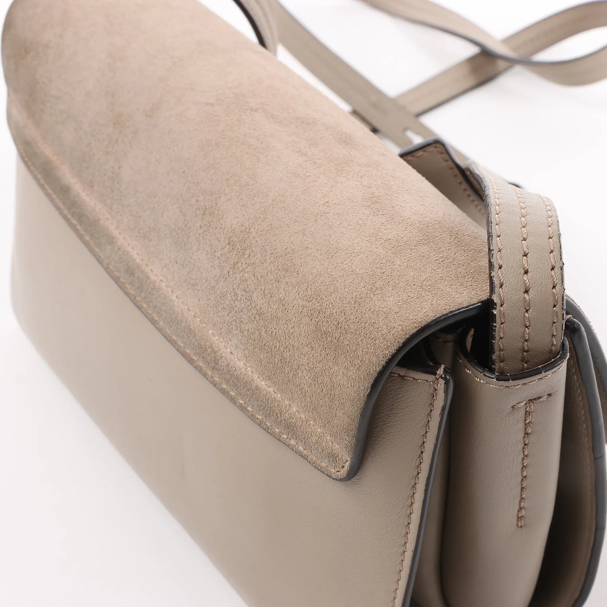 Chloe Faye Suede x Leather Crossbody bag in Beige