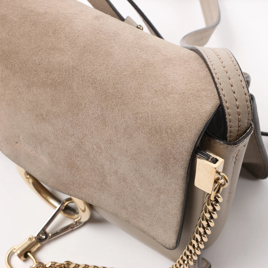 Chloe Faye Suede x Leather Crossbody bag in Beige