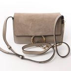 Chloe Faye Suede x Leather Crossbody bag in Beige
