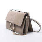 Chloe Faye Suede & Leather Crossbody Bag in Beige