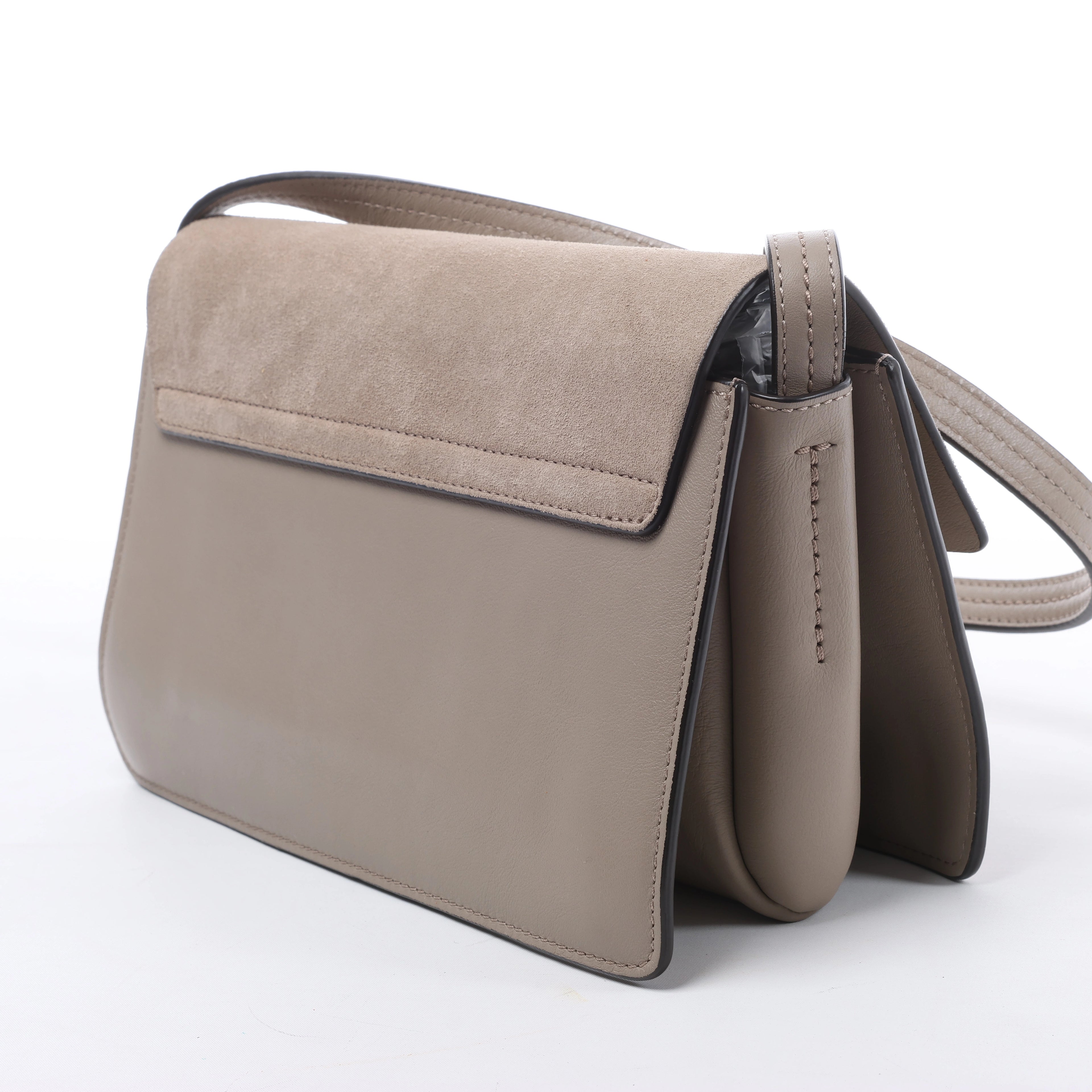 Chloe Faye Suede & Leather Crossbody Bag in Beige