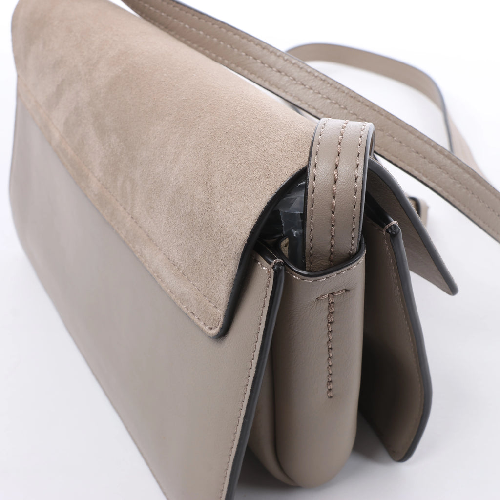 Chloe Faye Suede & Leather Crossbody Bag in Beige